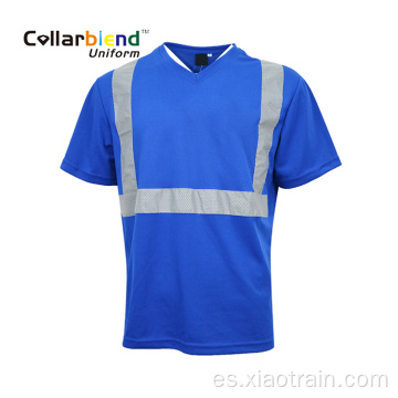 Camiseta polo azul de seguridad de alta visibilidad